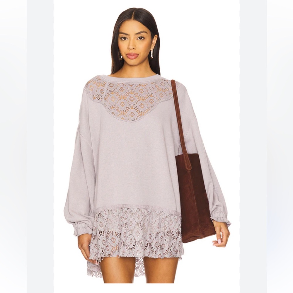 Free People Belle Sweatshirt in Raindrops size L NWT